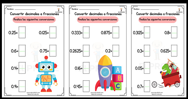 actividades-de-convertir-decimales-a-fracciones