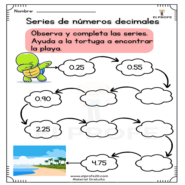 actividades de series de numeros decimales