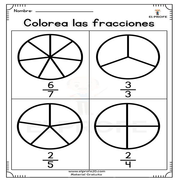 Ejercicios para repasar las fracciones para imprimir