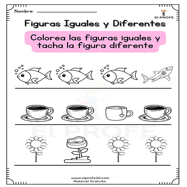 actividades de figuras iguales y diferentes