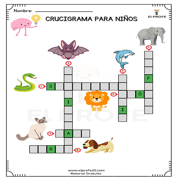 crucigramas para niños para imprimir
