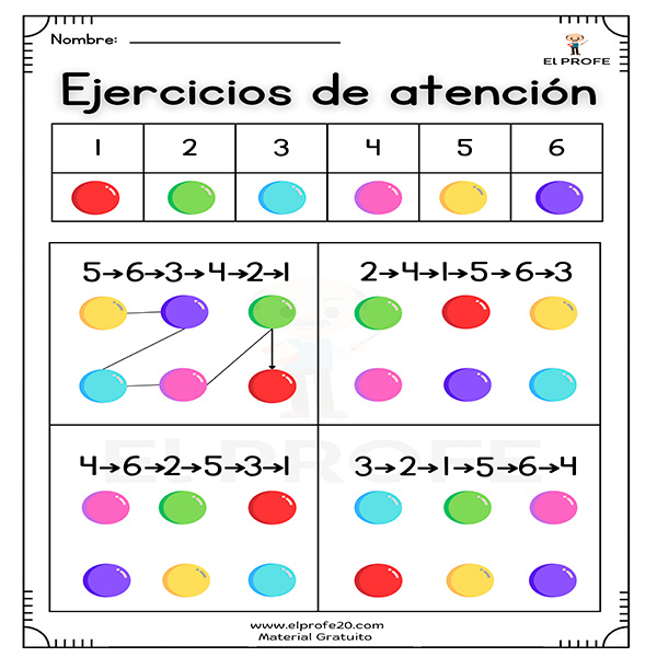 ejercicios de atencion para niños