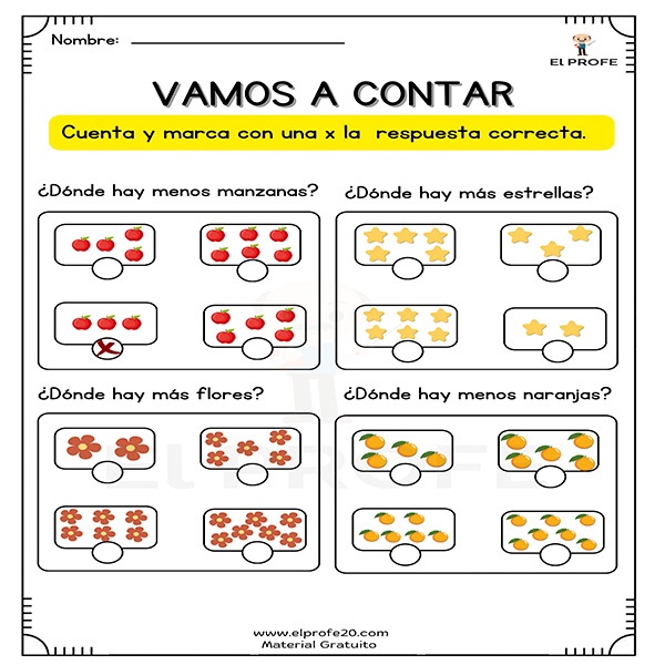 ejercicios de conteo para primer grado