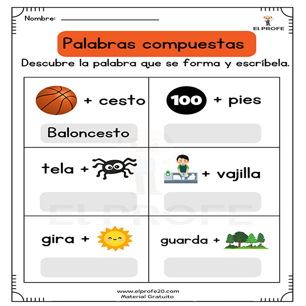 Ejercicios de palabras compuestas