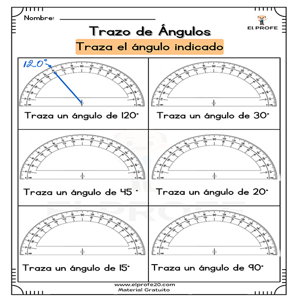 Ejercicios de trazo de ángulos