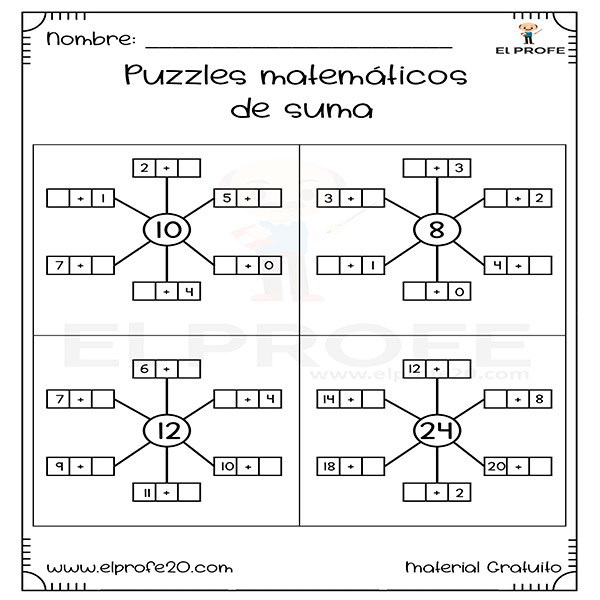 Puzzles matematicos para imprimir on sale