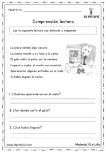 10 Fichas de comprensión lectora para primaria