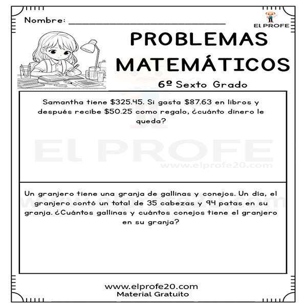 Problemas Matemáticos Para Sexto Grado - El Profe 20