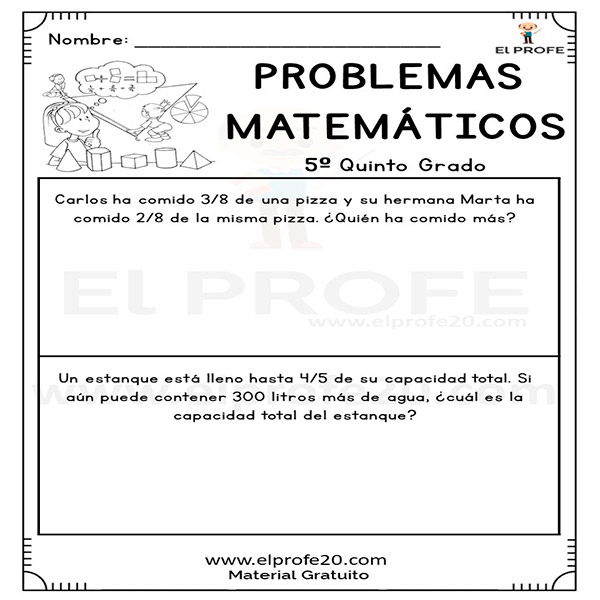 Problemas Matemáticos Para Quinto Grado - El Profe 20